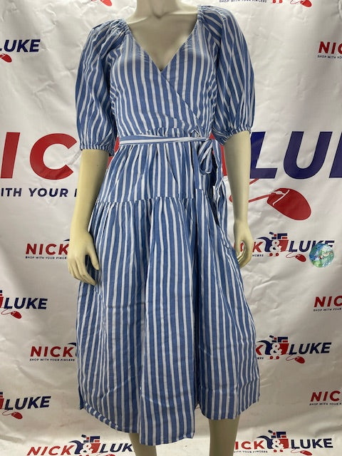 Old Navy Blue & White Midi Dress / Great for the warm weather / 100% cotton